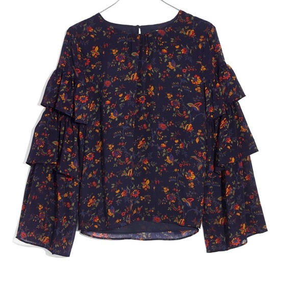 Madewell ruffle sleeve top in climbing vine - Picture 6 of 7